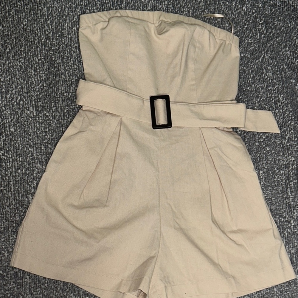 Women's Tan Belted Romper